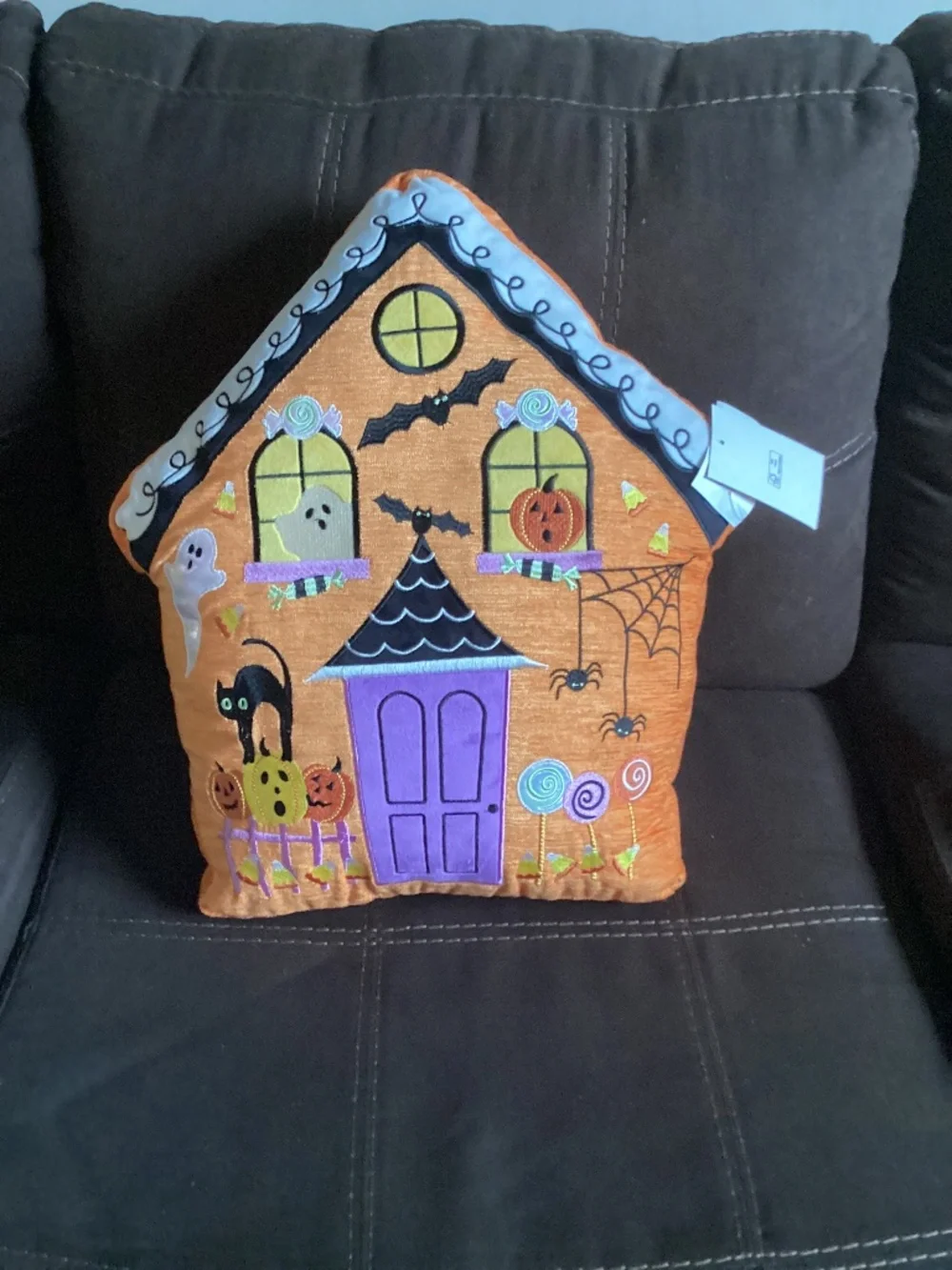 New Isaac Mizrahi Halloween Haunted House Decorative Pillow -17x18”